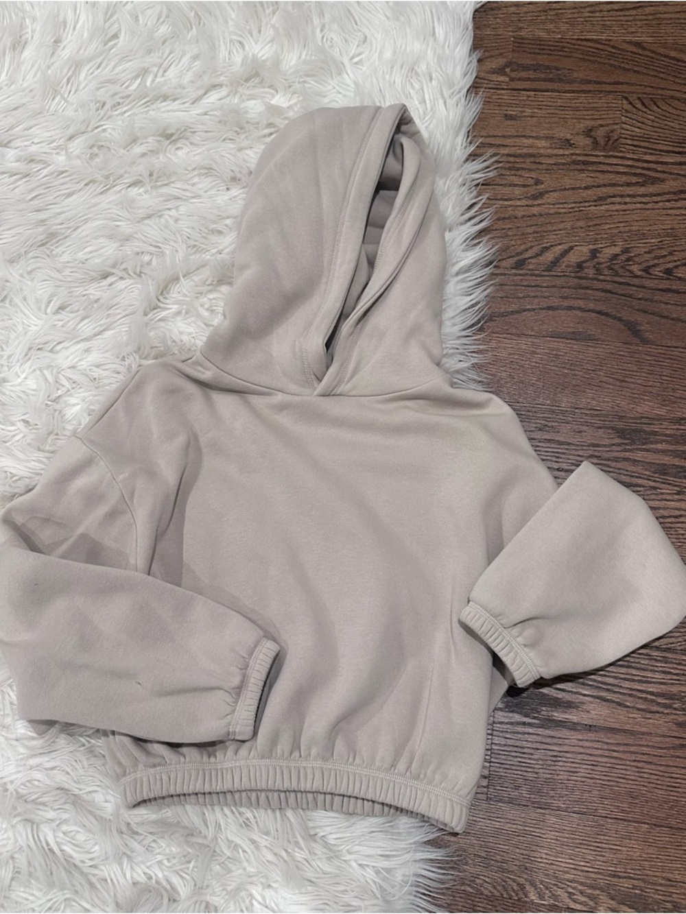 Zara Cropped Hoodie Taupe Color
